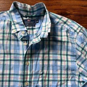 Vineyard Vines Men's size Medium Blue Plaid Long Sleeve Classic Fit Murray Shirt